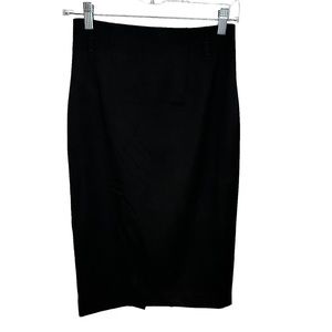 Express Pencil Skirt Womens Long Lined High Rise Belt Loop Slit Straight Black 0